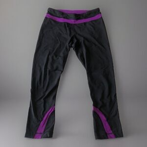 LULULEMON Womens Capri Leggings Black Purple Racing Size 6